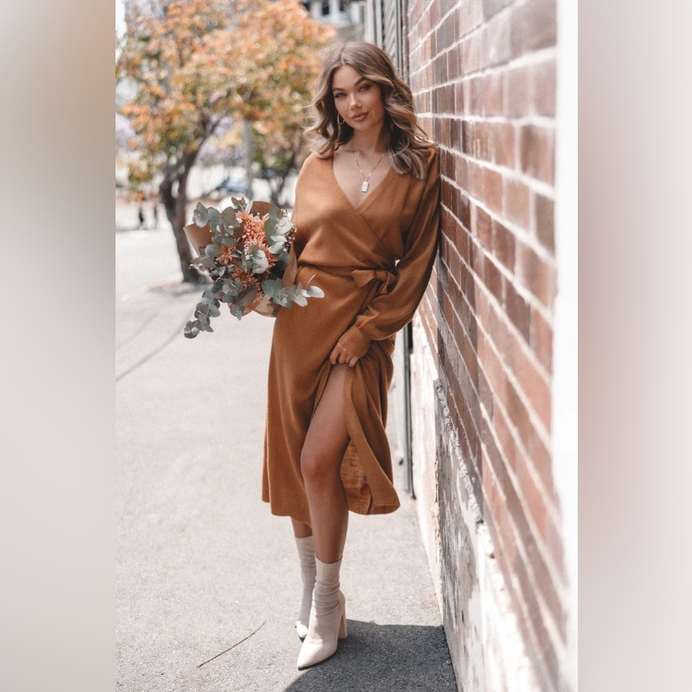 Petal & Pup Tan Long Sleeve Dress